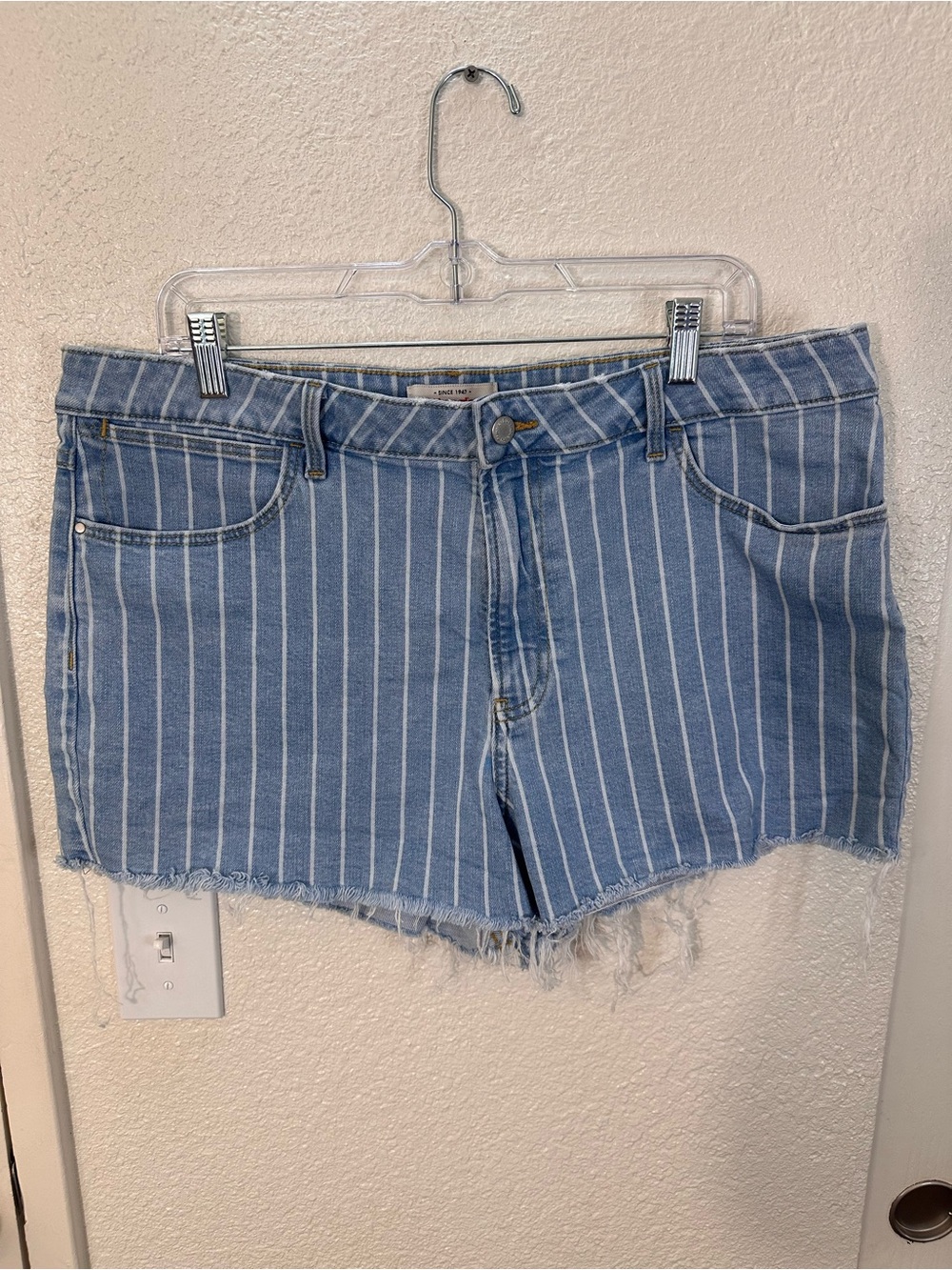 Wrangler Blue and White Pinstripe Denim Shorts